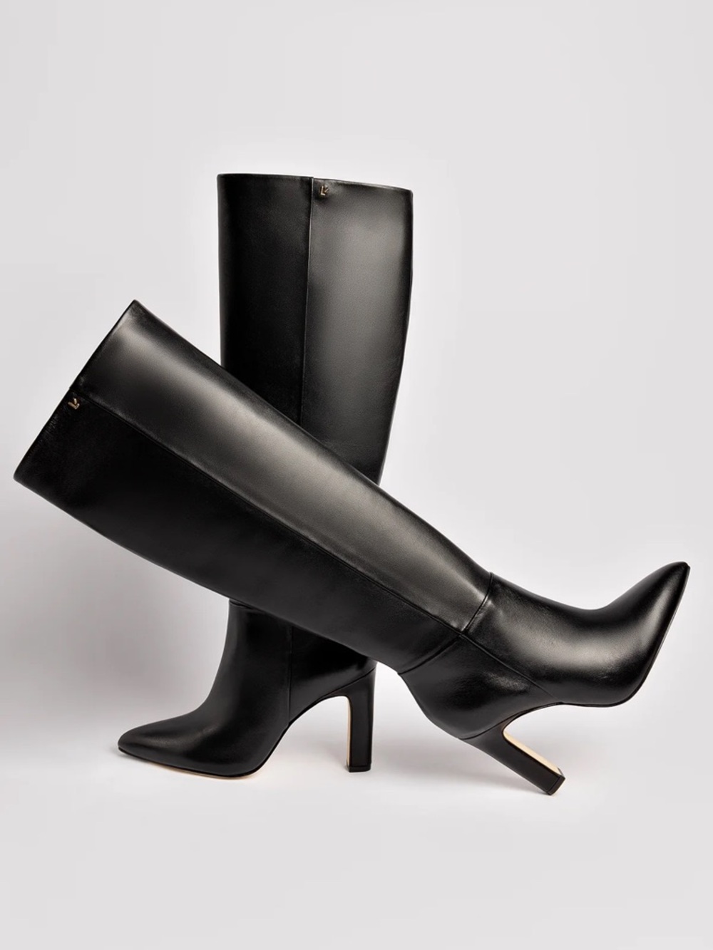 Larroude Cindy Hi Boot In Black Leather NWT - Picture 14 of 15